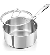 KOCH SYSTEME CS Triply Stainless Steel Saucepan, 3 Quart Stainless Steel Pot with lid, Large Cook...