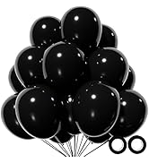 110pcs Black Balloon 12 inch, Black Latex Balloons for Birthday Party Baby Shower Wedding(with 2 ...