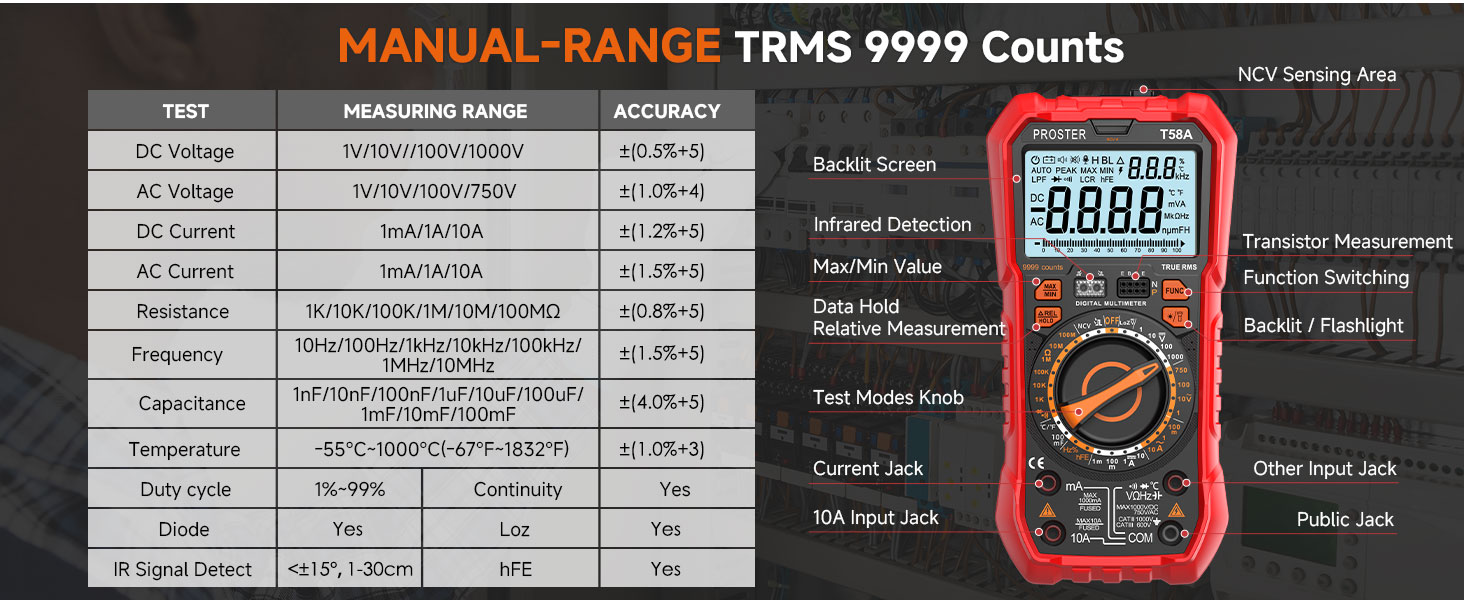Multimeter 6000 Counts TRMS Auto Range