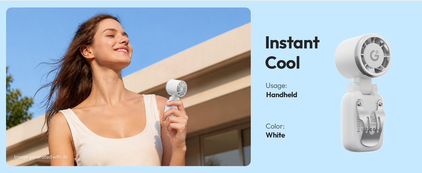 portable fan clip on for shirt hat backpack collar belt desktop 3-speed 180° tilt cycling gardening