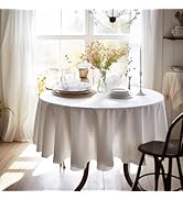EVERLY 100% Pure Linen Round Tablecloths 70Inch Round for Dining,Buffet Parties,Picnic,Events,Wed...