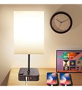 cozoo USB Bedside Table Desk Lamp with 3 USB Charging Ports and 2 AC Outlets,Nightstand Lamp with...