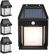 4PCS Solar Fence Lights, Motion Sensor Outdoor Lights, 3 Lighting Modes Dusk To Dawn Solar Porch ...