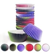qiqee 300-Count Cupcake Liners Standard Cupcake Cups 6 Design Black Pink Cupcake Papers Baking Cu...