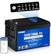 DC HOUSE 12V 150Ah LiFePO4 Lithium Battery with SOC Status Indicators, Bluetooth &amp; Low Temp Cut-o...