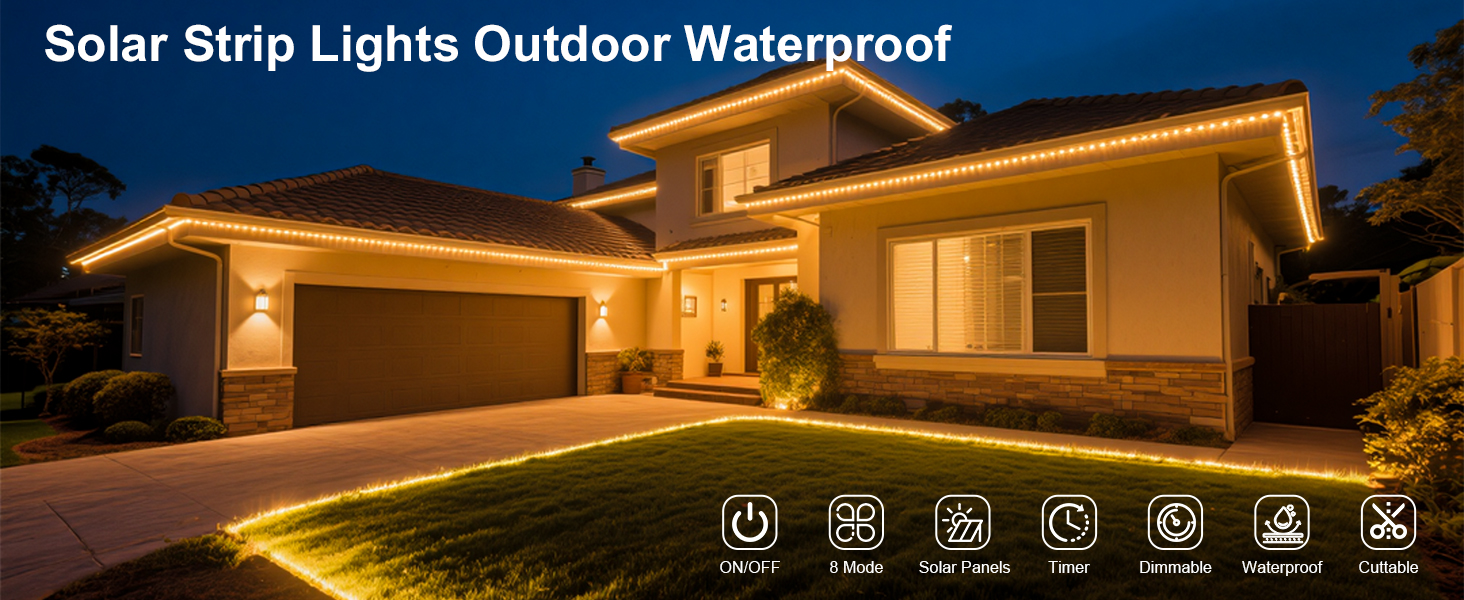 Solar Strip Lights Outdoor Waterproof