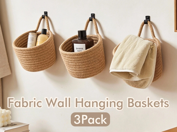 Fabric Wall Hanging Baskets Woven Pouchs Boho Style Wall Mounted Bag
