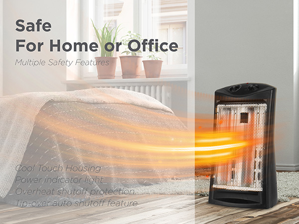 BLACK+DECKER Infrared Radiant Quartz Tower Heater, 1500W Space Heater with Adjustable Thermostat