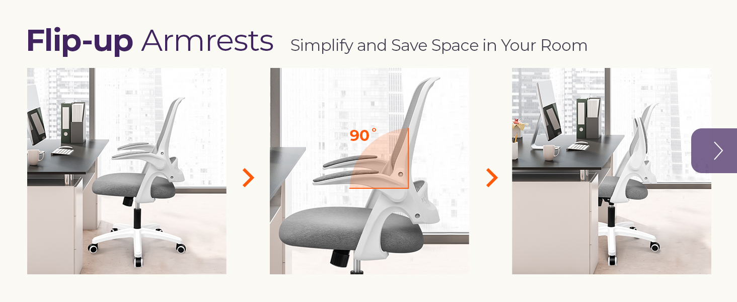 Space-Saving Chair with Flip-Up Armrests