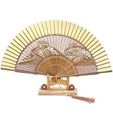 ffscafscn Hand Fan for Vintage Japanese Bamboo Silk Elegant for Dance Music Festival Wedding Chur...