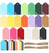 Koogel 200 PCS Gift Tags, 20 Colors Tags with String Paper Tags Colored Tags for Gift Christmas W...