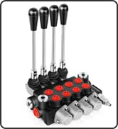 GYZJ Hydraulic Flow Control Valve 4 Spool 11 GPM SAE Ports Adjustable Relief Lever Handle Double ...