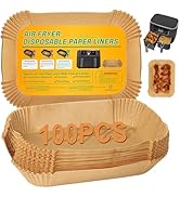 BYKITCHEN Air Fryer Disposable Paper Liners for Ninja Dual Airfryer, 100PCS Rectangle Air Fryer P...