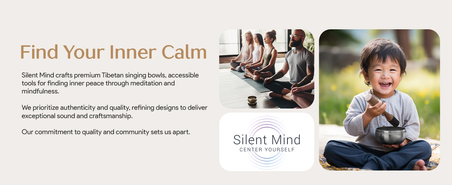 Meditation group using Tibetan bowl set for stillness and relaxation