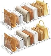 SPACEKEEPER Adjustable Shelf Divider for Closet, 2 Pack Clear Purse Organizers for Closet Acrylic...