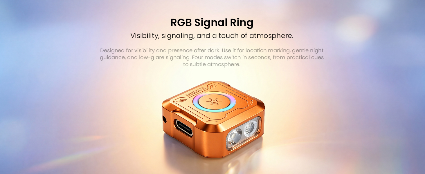 RGB signal ring for location marking, gentle night guidance, and low-glare signaling
