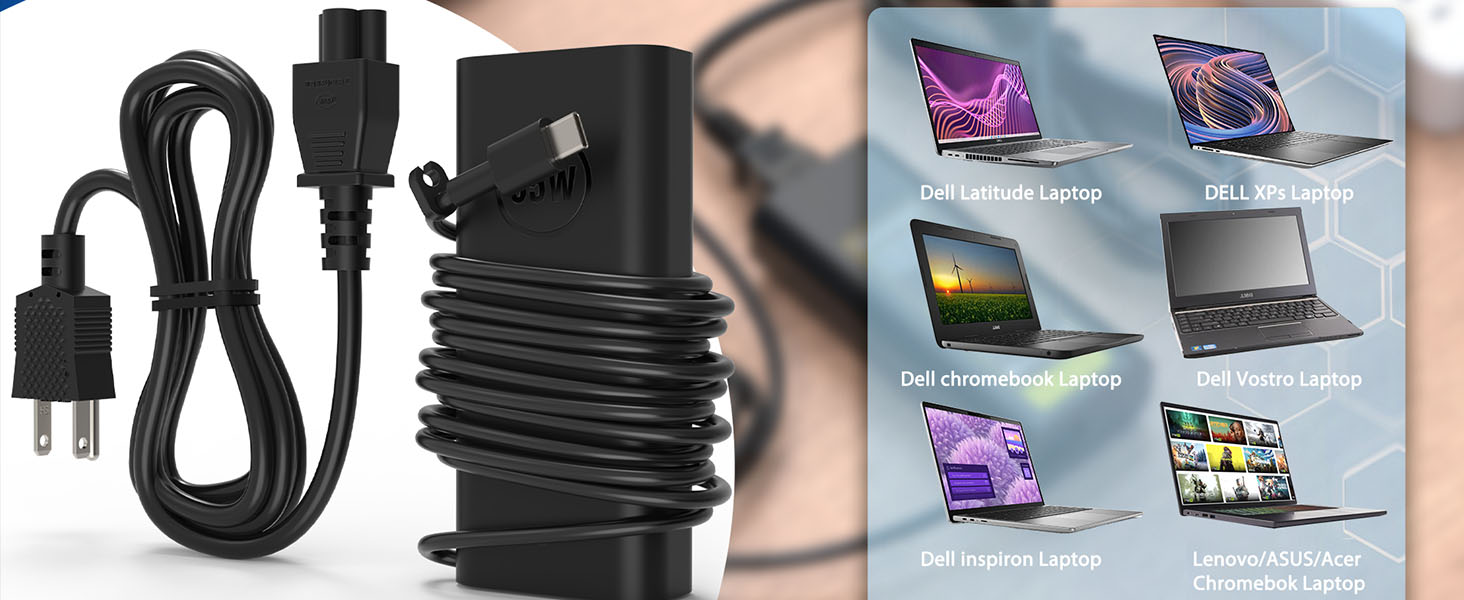 New Slim 65W 60W Laptop Charger USB 