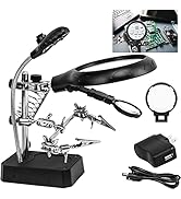 Helping Hands Magnifier Soldering Station with LED Light,LXIANGN 2.5X 7.5X 10X Desktop Magnifying...