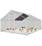 Aoxun Metal Chicken Coop, Outdoor Chicken Runs for Yard with Cover, Spire Roof Hen House Enclosur...