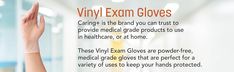 Caring+ Vinyl Exam Gloves