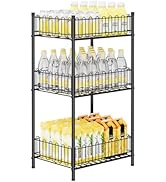 Water Bottle Holder Rack 3 Tier Snack Drink Organizer Vertical Metal Food Storage Shelf for Kitch...