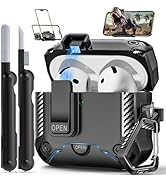 Polislime for AirPods 4 Generation Case with Phone Stand,Full Drop Protection Automatic Snap Swit...