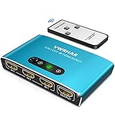 HDMI Switch 3 in 1 Out 4K UHD HDMI Switcher Splitter, Automatic Switch with Remote Metal HDMI Swi...