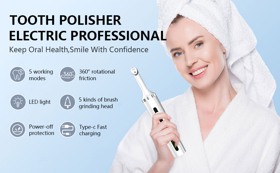 Tooth Polisher - Plaque Remover for Teeth Whitening Dental Tools Electric Tartar Polishing Teeth