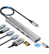 Aceele USB C Hub 3.2 Gen 2, 6-in-1 USBC Multiport Adapter with 10Gbps 2 USB-C &amp; 2 USB-A Data Port...