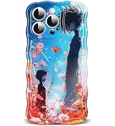 ETPESOK Compatible with iPhone 13 Pro Max Case Glossy Portrait with Flower Pattern Design Cute Cu...