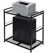Mobile Printer Stand, Computer Tower Stand 2 Tier CPU Stand Rolling Cart Holds up to 40lbs, Metal...