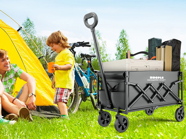 Collapsible Folding Beach Wagon, Folding Wagon with Upgrade Wheels