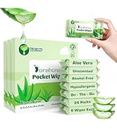 Dorahoney Unscented Wet Wipes Travel Size with Aloe Vera, Moisturizing Pocket Wipes for Sensitive...