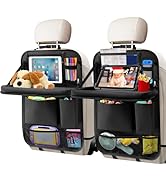 Etre Jeune Car Backseat Organizer with Tablet Holder, 6 Storage Pockets Foldable Table Tray Seat ...