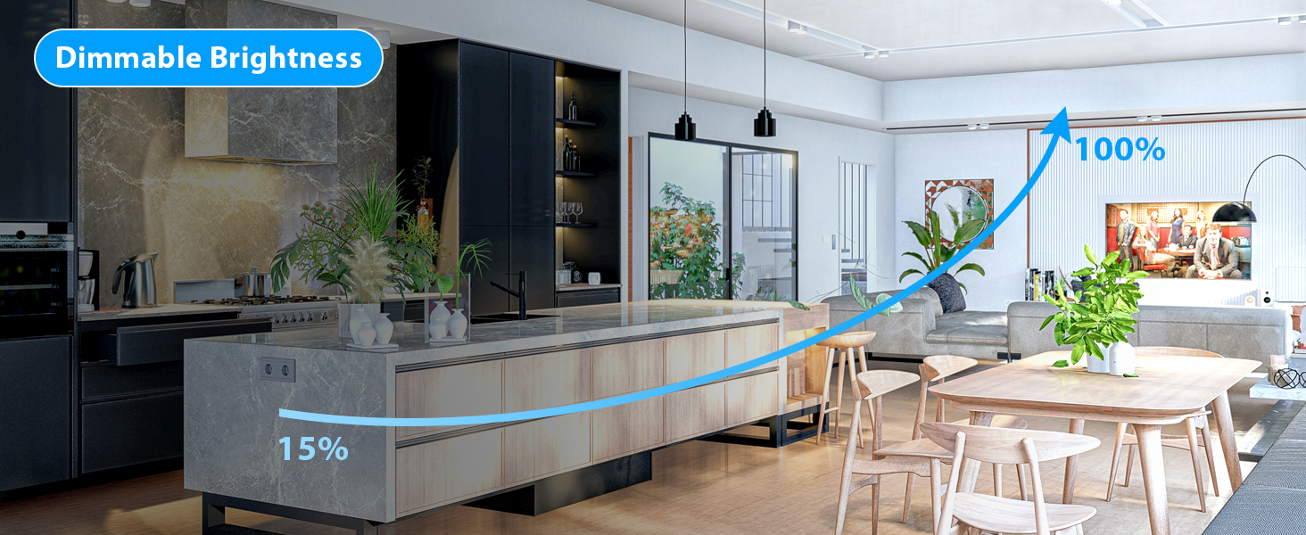This dimmable ceiling light can be continuously adjusted brightness(15% to 100%)