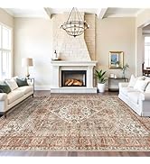 Washable 9x12 Large Area Rug: Vintage Non-Slip Backing Rugs for Living Room Stain Resistant Bedro...