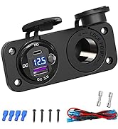 Cigarette Lighter Socket 12 Volt USB Outlet: PD 20W USB C and QC3.0 Car USB Port Aluminum Metal 1...