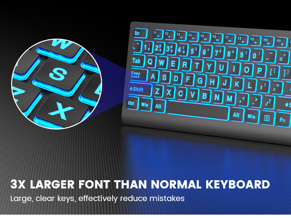 3x large print backlit computer keyboard