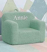 Delta Children Personalized Sherpa Cozee Chair - Customize with Name – Foam Kids Chair for Ages 1...