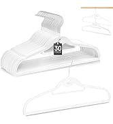 Velvet Hangers 30 Pack, STOPKLAS White Clothes Hangers Non Slip Felt Hangers with 360° Swivel Hoo...