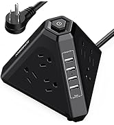 Power Strip Surge Protector Tower, 3-Side Triangle Outlet with 9 AC Multiple Outlets 4 USB Ports,...