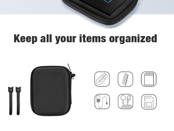 ProCase Hard Carrying Case Portable SSD with 2 Cable Ties