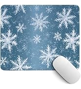 PaJiaNi Blue Winter Snowflakes Mouse Pad,Small Christmas Desk Mat,Xmas Office Decor,Winter Christ...