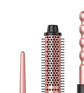 5 in 1 Curling Wand Set, Curling Iron with Curling Brush,Hair Straightener &amp; 3 Interchangeable Ce...
