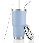 30oz Blue Tumbler Stainless Steel Double Wall Vacuum Insulated Mug with Straw and Lid, Cleaning B...