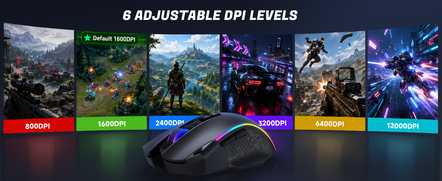 6 ADJUSTABLE DPI LEVELS