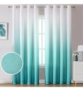 WUBODTI Teal Curtains Drapes 84 Inches Long 2 Panels for Bedroom, Turquoise and White Ombre Curta...