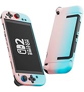 FUNDIARY Pink Blue Gradient Dockable Case for Nintendo Switch 2 with Separated Desgin, Shockproof...