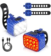 WORKPRO Bike Lights Set [8+13 Modes], Rechargeable Bicycle Light Set Ultra Bright, IP65 Waterproo...