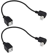 SinLoon USB 2.0 Type-B Printer Cable, (2-Pack) USB 2.0 B Female to Left Angle B Male Printer Shor...